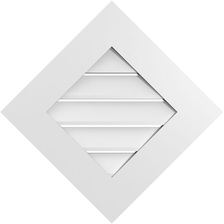 Ekena Millwork Diamond Surface Mount PVC Gable Vent: Non-Functional, w/ 3-1/2"W x 1"P Standard Frame, 22"W x 22"H GVPDI22X2201SN